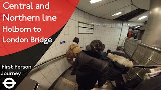 London Underground First Person Journey  Holborn to London Bridge Via Bank [upl. by Eulalee275]