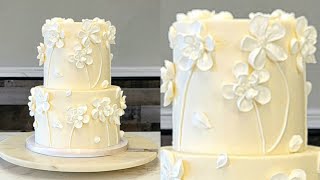 2D Piped Buttercream Flower Cake for BEGINNERS  New CakeTrend Made Easy [upl. by Farika]