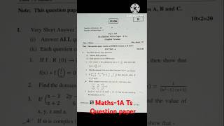 Ts inter 1st year Maths1A 2024 Question paper intermediate maths1a board ipe exam question [upl. by Schiro185]