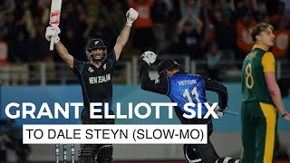 Grant Elliott Six to Dale Steyn Slomo World Cup 2015 Semi Final See Daniel Vettori celebration [upl. by Eelrahc914]