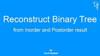 Reconstruct Binary Tree from Inorder and Postorder result [upl. by Kruse690]