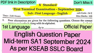 10th SSLC English MidTerm SA1 Question Paper 2024 Solved Unbelievable [upl. by Holmann910]