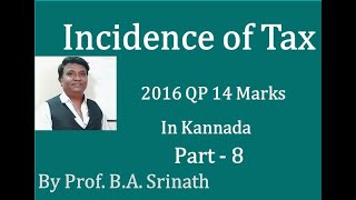 Incidence of Tax in Kannada PART 8 2016 BCom Question Paper for 14 MarksBy Srinath Sir [upl. by Charmion]