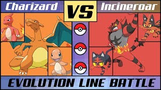 CHARIZARD vs INCINEROAR Starter Evolution Line Battle Pokémon SunMoon [upl. by Livvy]