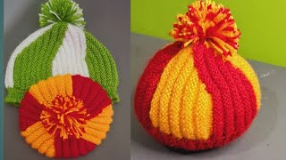 new cap design for Baby amp ladies gentstopi banane ka tarika cap knitting tutorial topi ki bunai [upl. by Nytsuj]