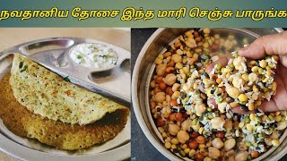 நவதானிய தோசை Navadhaniya adai dosa in tamil  Healthy instant pulses dosa  Indian breakfast recipe [upl. by Camila]