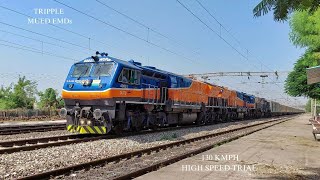 130 KMPH WDP 4B Mued Triplets with 24 LHB Coaches [upl. by Featherstone]