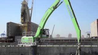 SENNEBOGEN  Port Handling 835 Material handler ESeries loading ships in Turkey [upl. by Idolem490]