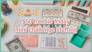 50 FREEBIE FRIDAY  mini savings challenge stuffing  sep 2  budgetwithamanda [upl. by Assyla]