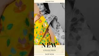 Gillkart Womens Cotton Printed Saree With Unstitched Blouse Yellow 56 Mtrs [upl. by Hesky]