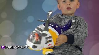 HobbyKid plays with Imaginext Batman Helicopter and does a Toy Review [upl. by Yllitnahc]