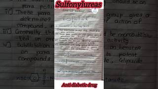 Sulfonylureas  sar moa Medicinalchemistry 5th semester Pharmacology shorts ytshorts viral [upl. by Katheryn]