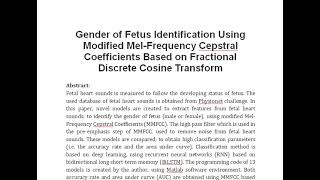 Gender of Fetus Identification Using Modified Mel Frequency Cepstral Coefficients Based on Fractiona [upl. by Nylek]