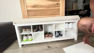 John Louis Home Wood 10 Cube Shoe Storage Bench White [upl. by Frodina]