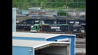 Southern E8 6901 at Juniata Shops awaiting restoation Mid SD70ACUs [upl. by Nasaj]