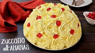 TORTA ZUCCOTTO ALLANANAS SENZA COTTURA Ricetta Facile  No Bake Pineapple Rose Cake Easy Recipe [upl. by Reinke]