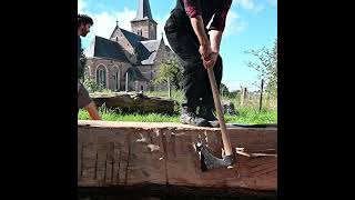 Carving notches in Heers for the restoration of a Tithe Barn with MarcelTeugels short shorts [upl. by Francklyn103]