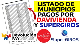 Exclusivo Listado por municipios de pagos Davivienda o SuperGIROS en Devolucion del IVA  Escuche [upl. by Eentihw]