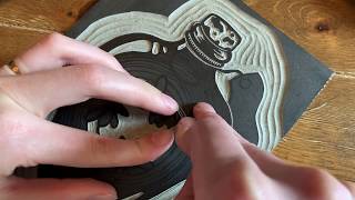 Two colour linocut printmaking process [upl. by Erfert]