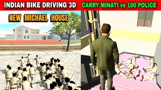 Carryminati vs 100 Police New Michael House  Funny Gameplay Indian Bikes Driving 3d 🤣🤣 [upl. by Reynold451]