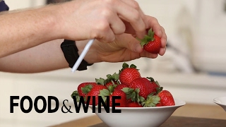 How to Hull Strawberries with a Straw  Mad Genius Tips  Food amp Wine [upl. by Ylluz]