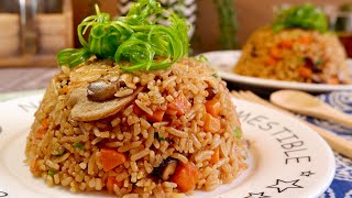 Classic Chinese Vegan Rice Cooker Mushroom Rice 蘑菇饭 Chinese OnePot Lunch Dinner Meal Recipe [upl. by Yniattirb]