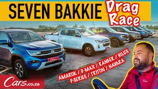 Seven Bakkie Drag Race New Ranger vs New Amarok vs Hilux vs DMax vs Navara vs Triton vs PSeries [upl. by Ssepmet]