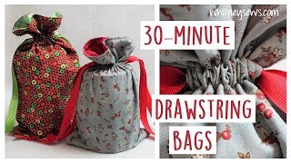 Lined Drawstring Bags  EASY DIY  Whitney Sews [upl. by Imojean53]