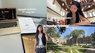 STUDY VLOG 📓 super productive studying pretty libraries tips student life [upl. by Aikehs]