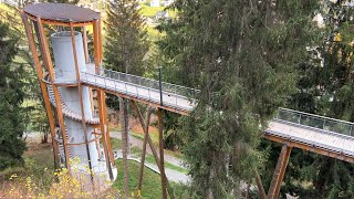 Laax walk the longest treetop walkway in the world Baumwipfelpfad 🇨🇭 4K Walking Tour Switzerland [upl. by Waltner]