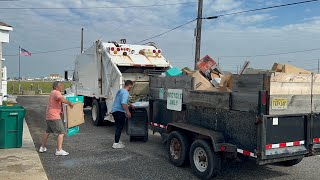 International 4700 Loadmaster Rear Loader Garbage Truck with a Recycling Trailer [upl. by Ellevart]