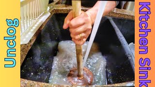 How To Unclog Slow Draining Kitchen Sink With Baking Soda Vinegar amp Toilet Plunger [upl. by Patsis]