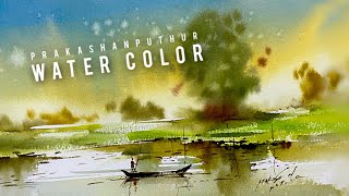 Water color  beautiful landscape  Easy watercolor landscape  watercolor for beginners [upl. by Erich]