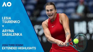 Lesia Tsurenko v Aryna Sabalenka Extended Highlights  Australian Open 2024 Third Round [upl. by Landel697]