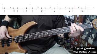 Mixed Emotions by The Rolling Stones  Bass Cover with Tabs PlayAlong [upl. by Ellenhoj]