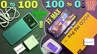 Poco M6 Pro 5G 100 to 0 battery drain amp charging🔋test  Free Fire Max amp Bgmi test… [upl. by Neersan992]