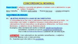 Vídeo Aula de Português  Gramática Concordância Nominal Parte 2 [upl. by Orrocos168]