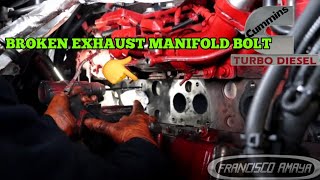 CUMMINS ISX15 X15 EXHAUST MANIFOLD BOLT BROKEN IN CYLINDER HEAD REPAIR [upl. by Suirradal486]