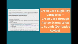 Green Card Eligibility Categories Green Card through Asylum What to Submit Derivative Asylee [upl. by Ettie]