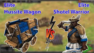 Elite Hussite Wagon Vs Elite Shotel Warrior  AoE II Definitive Edition [upl. by Harwill]