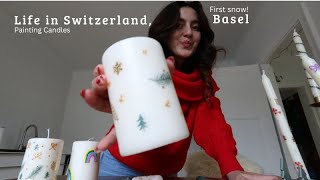 Life in Switzerland Basel pt 3 l Painting Candles grwm for Christmas amp the first Snow ₊˚🎄✩ ₊˚🦌⊹♡ [upl. by Airamat]