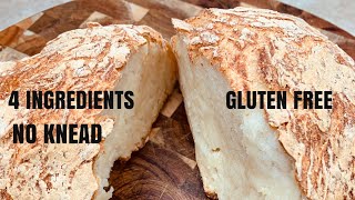 4 Ingredients Bread  No Knead Gluten Free Bread Dutch Oven [upl. by Kimon]