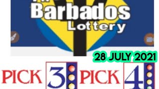 The Barbados Lottery Pick 3 amp Pick 4 Best Number for  28 July 2021  just try [upl. by Analak]