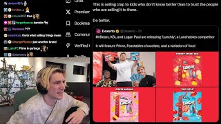 xQc Reacts to Logan Paul amp KSI Getting Heat after Announcing quotLunchlyquot a Lunchables Competitor [upl. by Rekab]