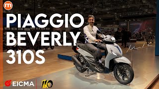 Piaggio Beverly 310  Più muscoli per lo scooter a ruote alte Live da EICMA 2024 [upl. by Darian]