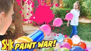 Paint War April Fools Day Battle SuperHeroKids [upl. by Vevine]