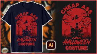 Custom Halloween Tshirt Design  Advanced Tshirt Design Tutorial in Illustrator  AH TSHIRT [upl. by Nnyledam]