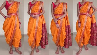 Dhoti Saree Draping  Maharashtrian kashta Saree Draping  GroomingwithUtkarsha [upl. by Idnyc195]