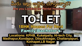 1BHK Houses for Rent  Room Rent In Hyderabad  contact 8309199391 or 9000031487 [upl. by Berliner593]