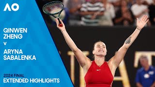 Qinwen Zheng v Aryna Sabalenka Extended Highlights  Australian Open 2024 Final [upl. by Litt]